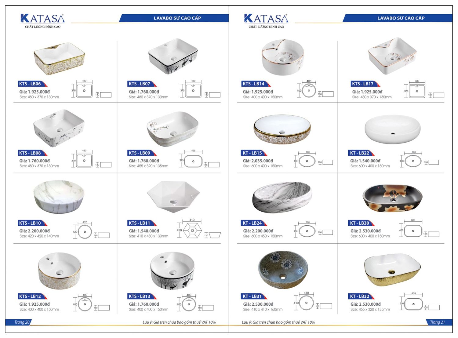 Thiết bị vệ sinh KATASA Catalogue và Bảng giá mới nhất /Page 